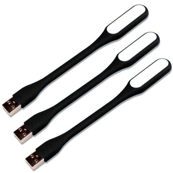 IC 3-pack Mini USB LED-lampor, USB-lampor för bärbar dator, svart