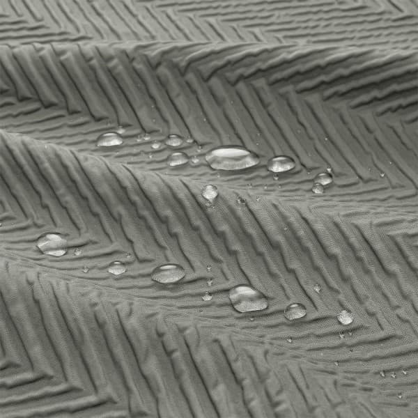 Duschsjökort i grått, 3D-präglad texturerad fiskbensväv, modernt set med krokar, 72x72