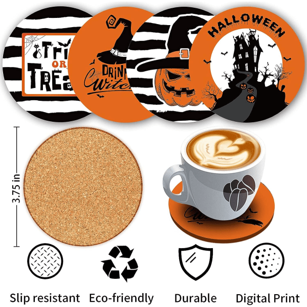 IC Happy Halloween tyynynpäällinen 18 x 18 Setti 4 kpl 4 bonSLUS koristeelliset lasinaluset, lSLINne Pelottava Kurpitsa Noita Linna