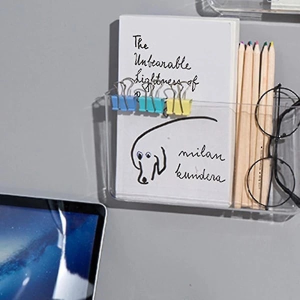 2 pcs Storage Boxes Transparent Office Supplies Wall Mounted Shelf