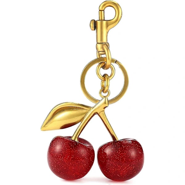 Cherry Bag Charm, Cherry Keychain Accessory Wallet Pendant