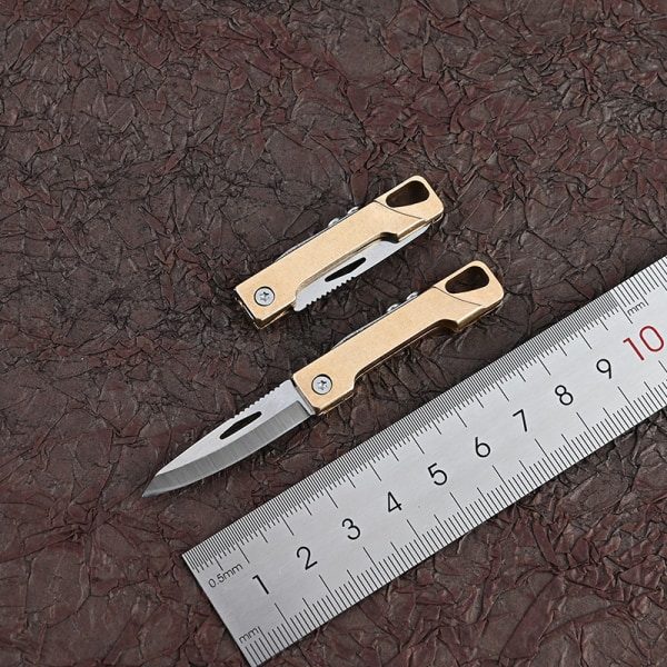IC NYHET Mässing mini vikbar bärbar ficka nyckelring hänge EDC C A