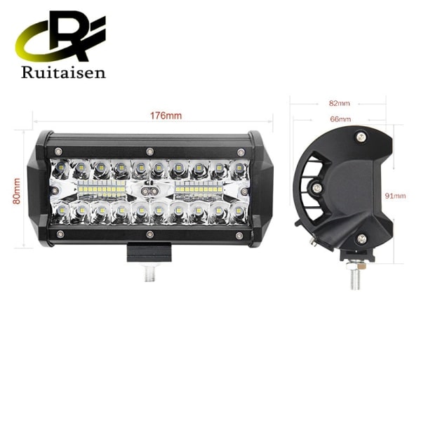 IC 120W LED-lysstang tre-trådet 7-tommer arbejdslamper