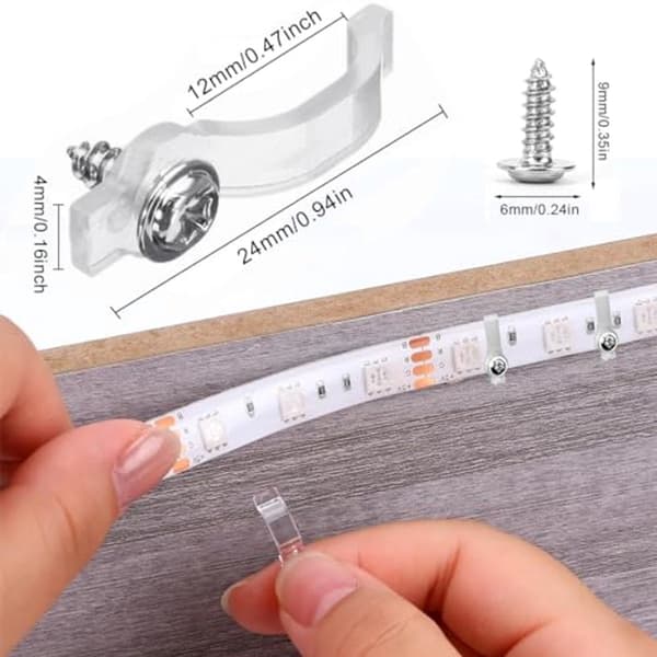 35 monteringsklips for LED-strips - vanntett og skruer inkludert