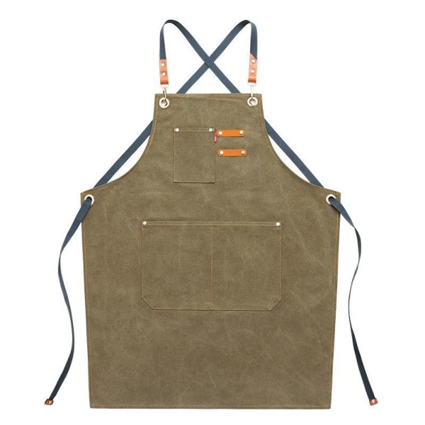 IC Denim canvas forkläde melk te kaffe bakning bakverk manikyr restaurang män och kvinnor arbetskläder (grön, 75cm),