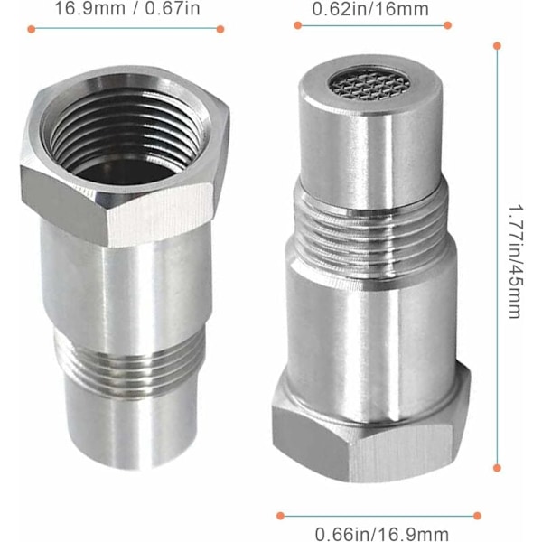 2 stk. Oxygen Sensor Extender Spacer til Bilmotor Udstødningssystemer M18 x1.5, 45mm Lambda Sensor