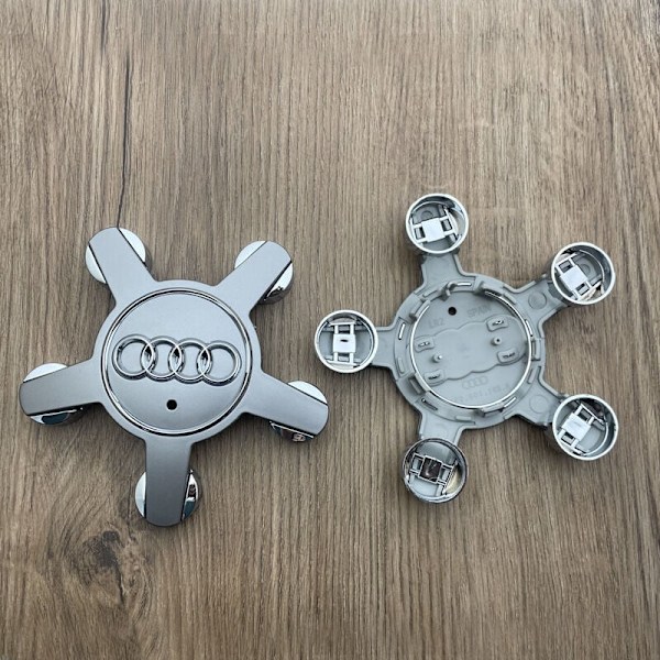 Set med 4 navkapslar 4f0601165 N hjulemblem, för 135mm navkapslar för Audi (Grå)