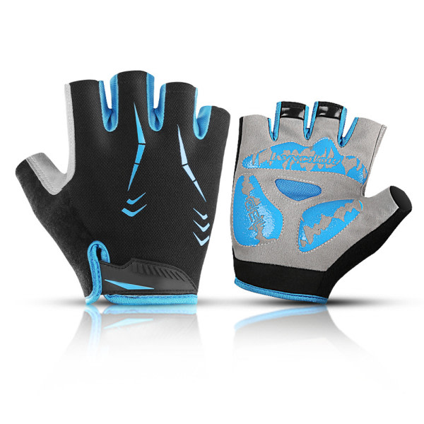 IC Svarta og blå håndskar Outdoor Cycling handskar halvfingerhandskar