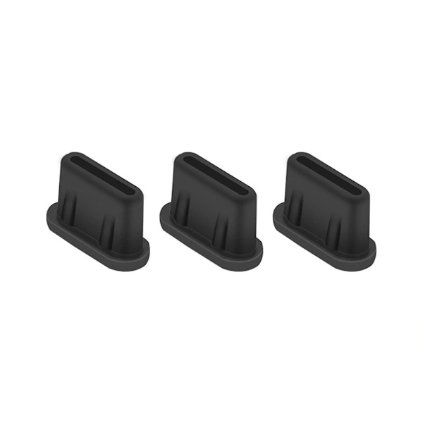 Silikoninen pölysuoja USB-C:lle, 6 kpl, musta