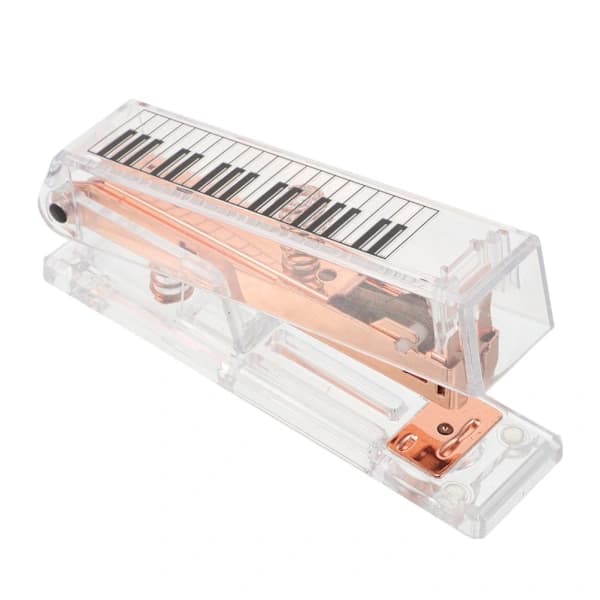 Stapler with Piano Pattern, Transparent, Handheld for Office, Business, Desk, Classroom 1x 1x