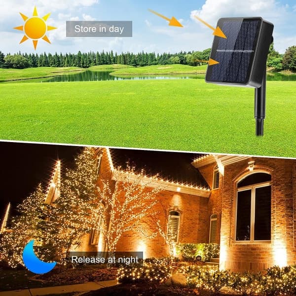 IC Solar String Lights Udendørs, [2 Pak] 22M 200 LED Solcelledrevne Lys, 8 Tilstande Juletræ String Lights Dekorationslys