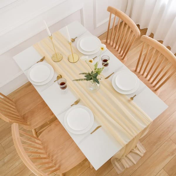 Bordløper i tyll chiffong, brudeservise, bordløper til bryllup