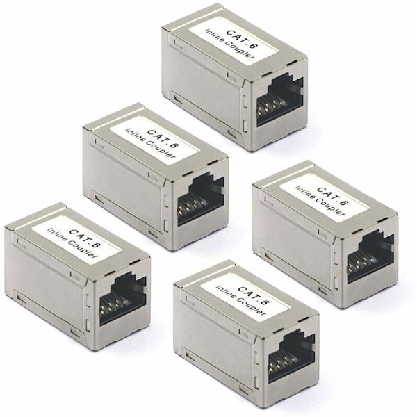RJ45-liitin Ethernet Cat6 -sovitin Naaras-Naaras Kaapeliliitin Suojattu 5 kpl pakkaus, DEBUNS