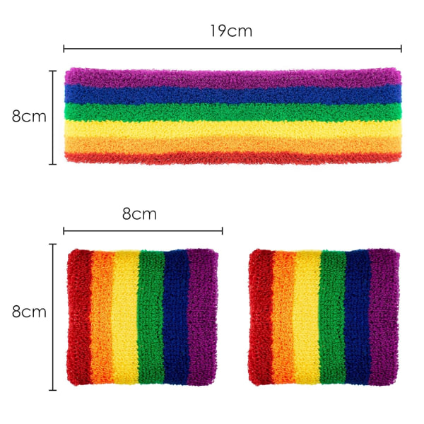 IC Regnbågs pannband ja svettband för vuxna storlek unisex käsivarsinauha pannband i regnbågsfärger idealiskt för urheilu ja hbt-evenemang