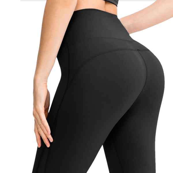 IC Träningsleggings för kvinnor - Yogatighta byxor med høj midja - Svarta