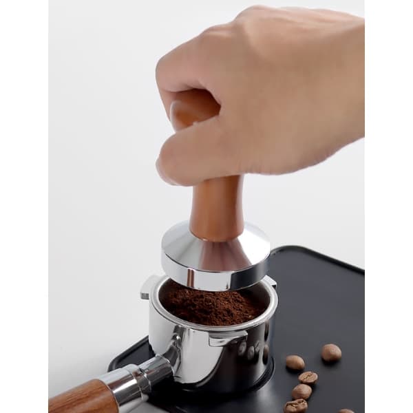 IC Mørkbrun rustfritt stål kaffetamper rustfritt stål kaffepress Barista espresso tamper for kaffemaskin