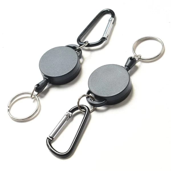 2-pack - Retractable Keychain / Key Holder with Cord, Black