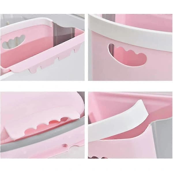 Wall-mounted kitchen waste bin for cabinets, hanging/foldable, for collecting vegetable peels (pink)
