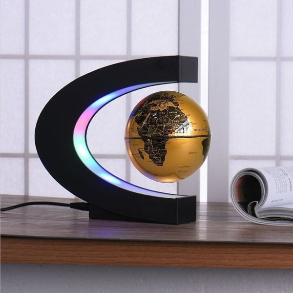 IC Flytende Globus med Fargede LED-lys C-formet Magnetfelt Levitasjon Verdenskart Globe (eu)