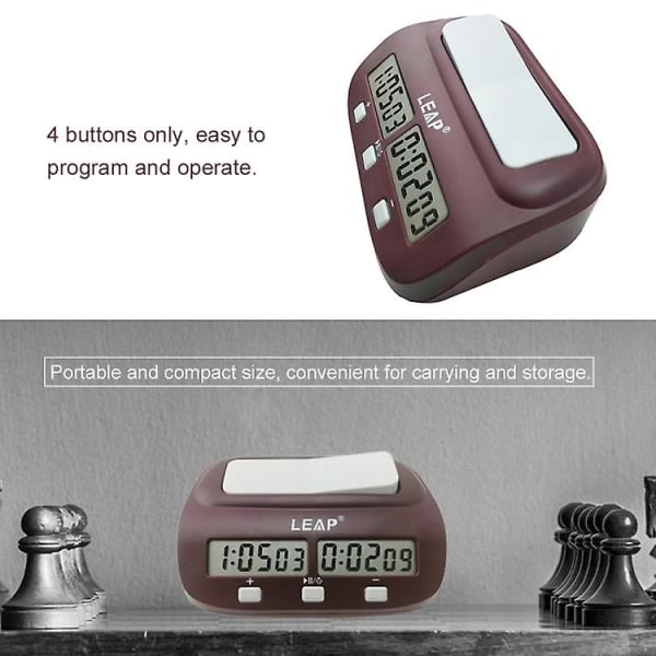 Leap Pq9907s shakkikello Chess Go Clock (viininpunainen)