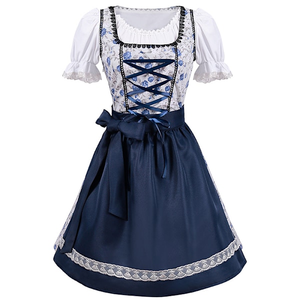 Oktoberfest Kostym Maskerad Kläder Cosplay Maid Kläder V-ringad Klänning Blå blå blue L