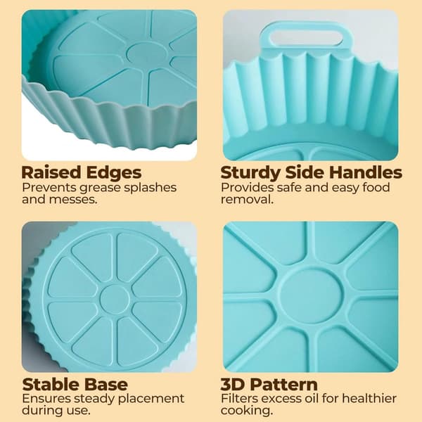 Stykker - Silikonkurvforinger - for - Gjenbrukbart - alternativ - bakepapir - tilbehør - 20 - cm - Silikonform - Silikonkurv