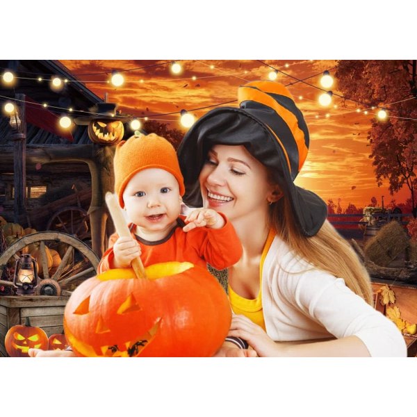 IC Uhyggelig Halloween-baggrund til fotografering 7x5FT Halloween-aftenbaggrund til fester Dyster Djævel Græskar Skrækfigur Baggrund Skræmmende mareridt