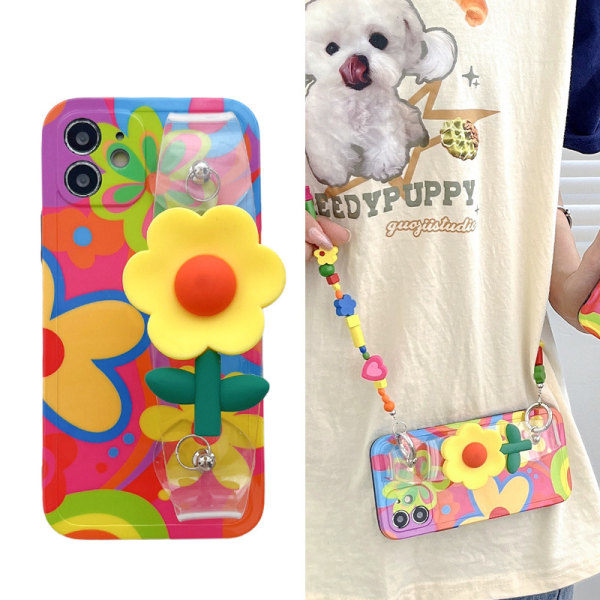 IC Smiley Armband Färgglad Graffiti med Kors Sladd iPhone-serien ska iPhone14