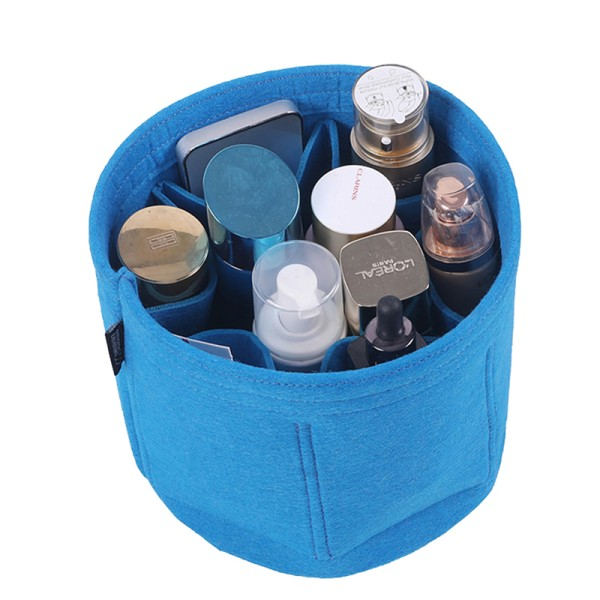 IC Kosmetisk väska Mode handväska Bucket Bag Filt liner handväska Handbag Brun