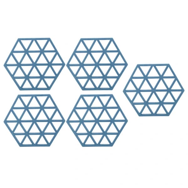 5-pack silikon hexagonunderlägg värmeisolerande tallriksunderlägg för matbord blå