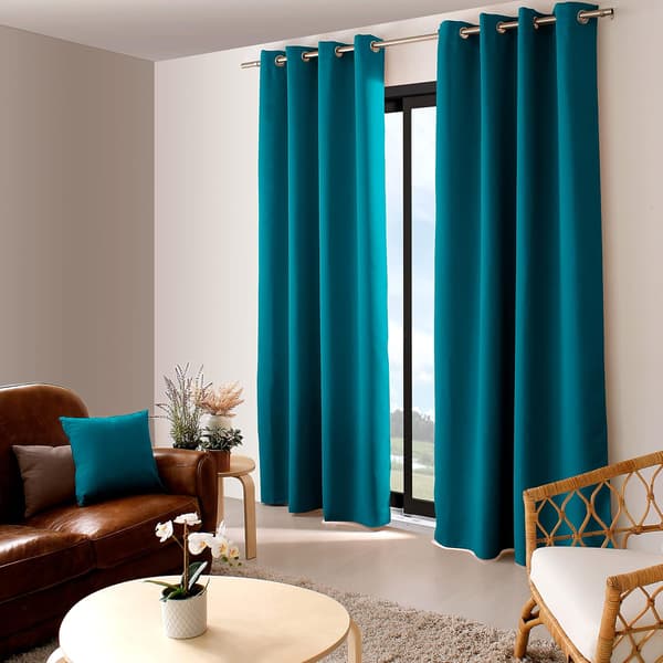 Mörkläggningsgardin Termiskt Isolerad Ogenomskinlig Polyester Med Öljetter för Sovrum Vardagsrum, Havsblå 140 x 240 cm