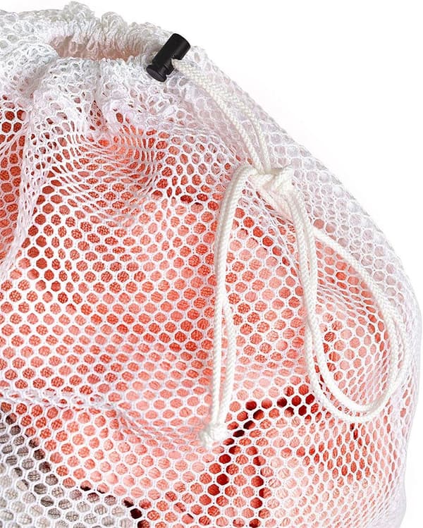 3-pak vaskeposer, vaskeposer med snøre i polyesternet, groft net til vask og opbevaring, 50 x 60 cm, hvid
