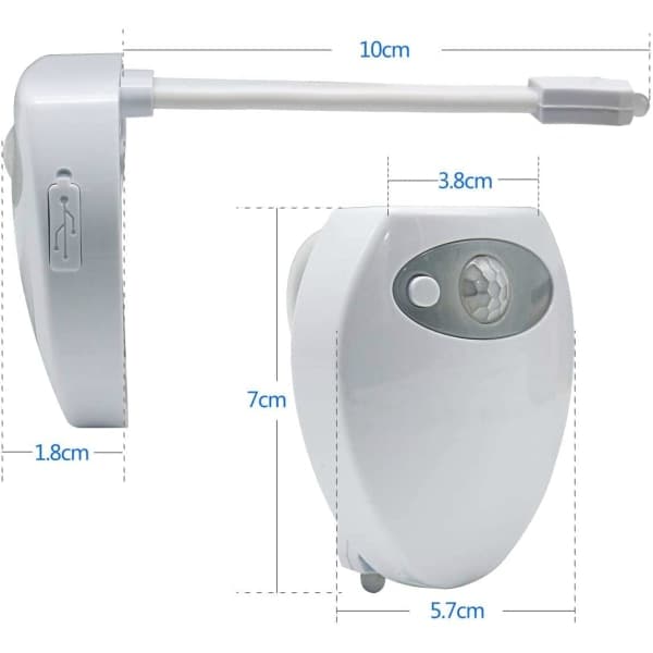 IC Toalettlampe Nattlys LED Bevegelsessensor Belysning WC