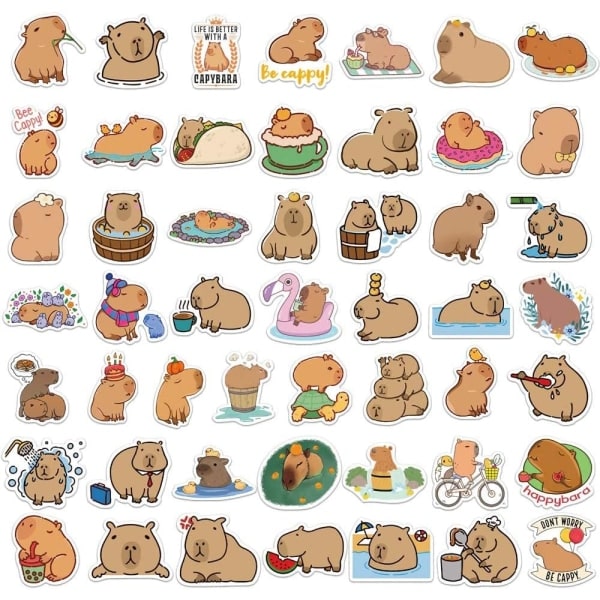 IC 50 stk Tegnede Capybara DIY Vanntett Avtakbart Graffiti Klistremerker Ryggsekk Scrapbooking Bærbar Laptop Dekorasjonsklistremerker