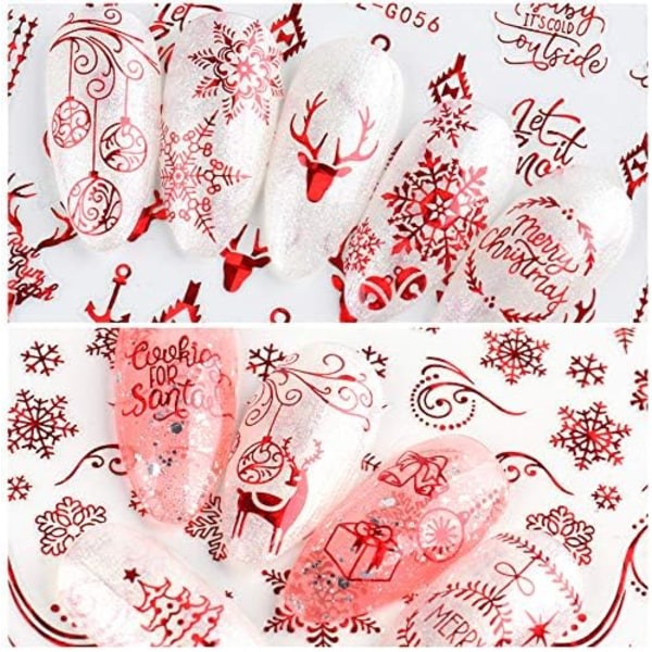 IC 9 ark Jul Nail Art Stickers Dekaler Nytt 3D Snowflake Älg mønster Gör-det-själv-dekorationsverktøy Tilbehør Long Beauty