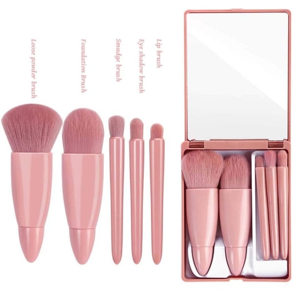 IC Eyeshadow Foundation Makeup Tool med Spegel 5 Stycken Borste Set