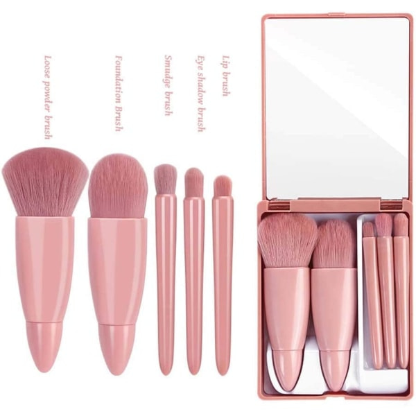IC Ögonskugga Foundation Makeup Verktyg med Spegel 5 Stycken Borste Set