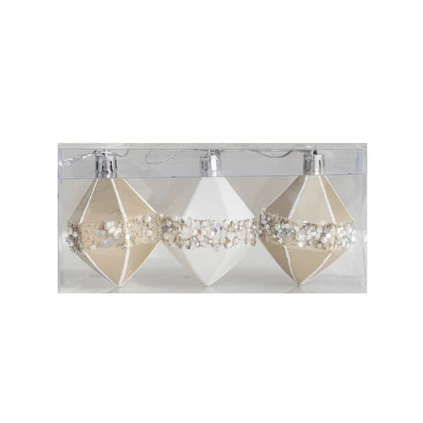 Julgranskulor, Geometriska Trädprydnader för Juldekoration, Champagne, 3 Delar 7 cm 3pcs 7cm