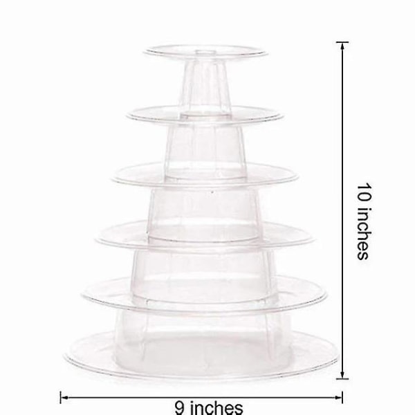 IC Macaron kakefat 6-etasjers rundt kakefat i plast