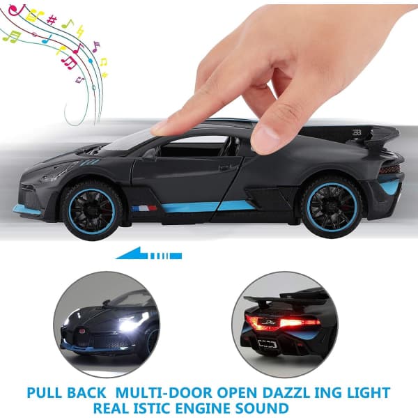 IC Bugatti Divo Diecast Bil, Sink Legering Støpt Modell Lekebil Trekk