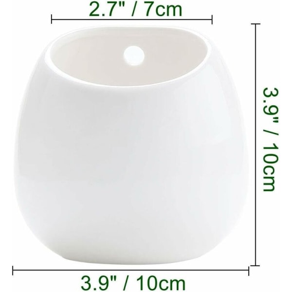 IC Magdiameter 10 höjd 9,5 ytterdiameter 7CM vit 2st Europeisk vit kreativ vägghängande keramik saftig blomkruka