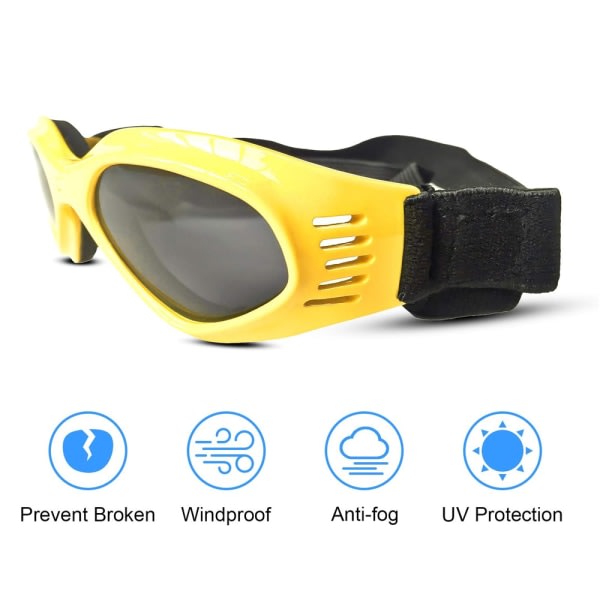 IG Hundglasögon hundsolglasögon UV-solglasögon justerbara keltainen