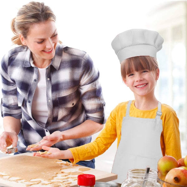 Barneforkle og hatt, matlagingsforkle for matlaging, baking, M