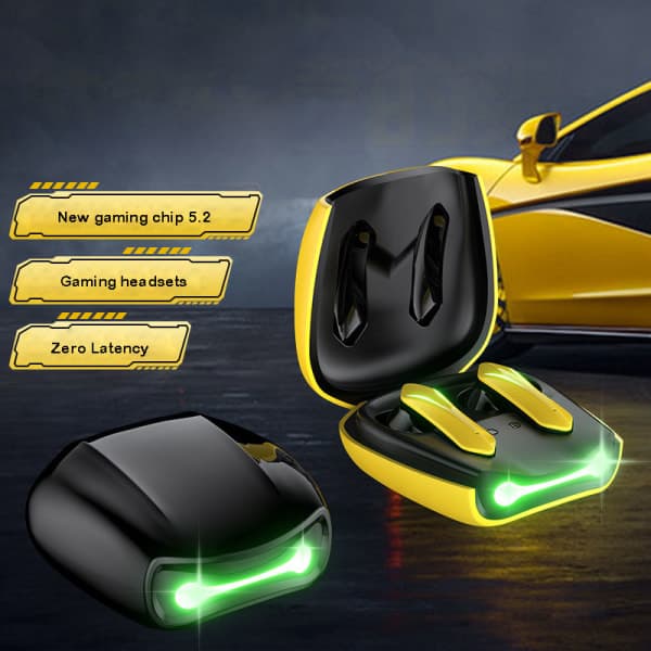 IC Trådlöst Binaural Gaming Bluetooth Headset - Låg Latens gulB