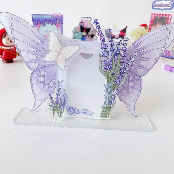 Butterfly Card Display Stand 3-tommers korthylse Fotobeskyttelse Rosa sett