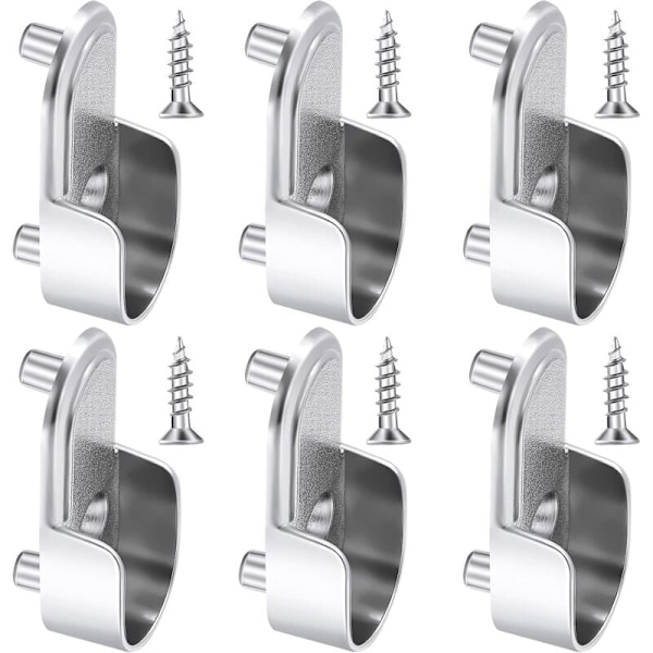 Stk Ovale Garderobestang Endebraketter Nikkelbelagt Sølv Garderobestangholder 15mm Garderobe Flensstangbraketter og 6 Stk Skruer for Garderobe