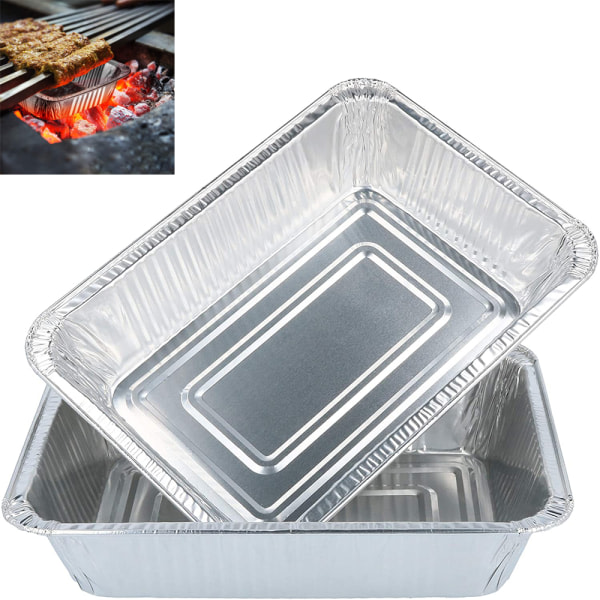 IC Aluminiumfolie Grilldroppbrickor - Pack med 25 hållbara grillbrickor Engångs BBQ Fettpannor, 15*12*4,6 cm