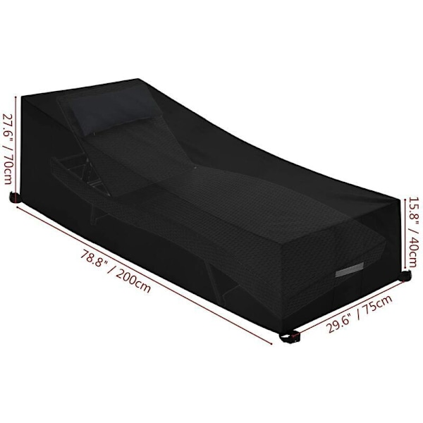 Solvognsbetræk med luftventiler, vandtæt, vindtæt, anti-UV, 210D Oxford stof solvognsbetræk, liggestol (200x75x40/80cm) - Sort..DEBUNS