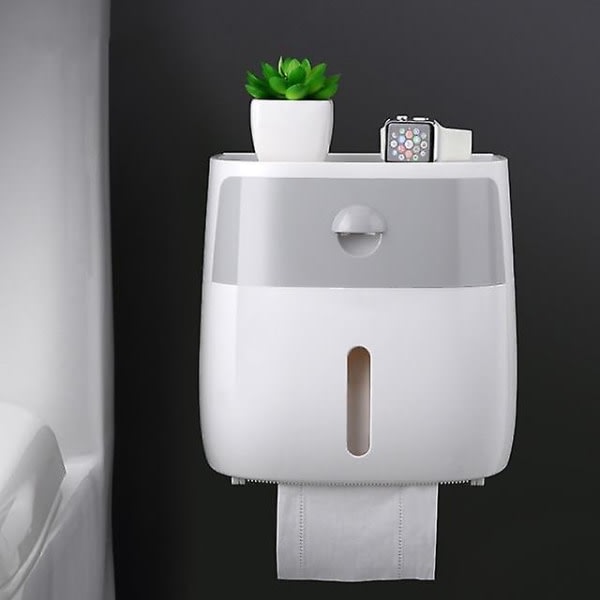 IC Vattentät toalettpappershållare Hemväggmonterad badrumsförvaringslåda (grå)