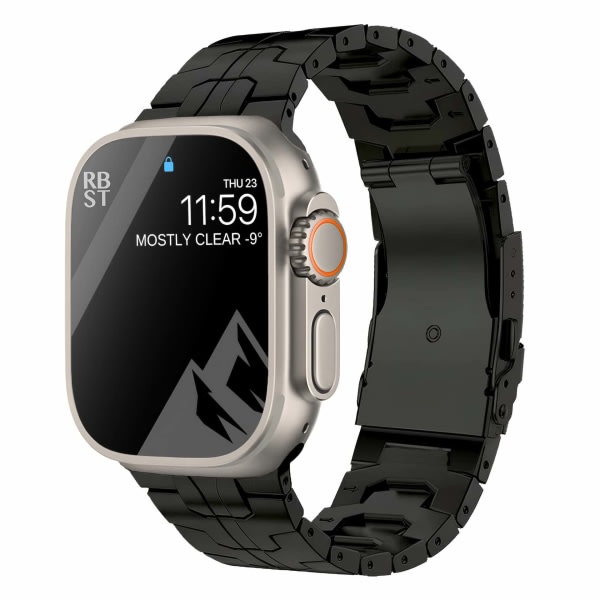 Kompatibel Apple Watch Ultra Metallarmbånd Herrearmbånd i rustfritt stål iWatch 8 Ultra 38/40/41 mm, 42/44/45/49 mm, Titanium black